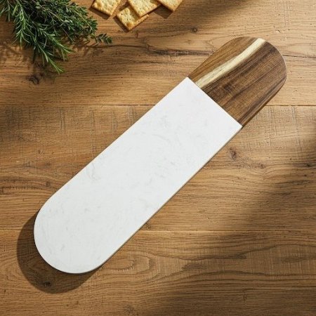 لوح فرم بيضاوي رفيع بلاطة رخام مع خشب